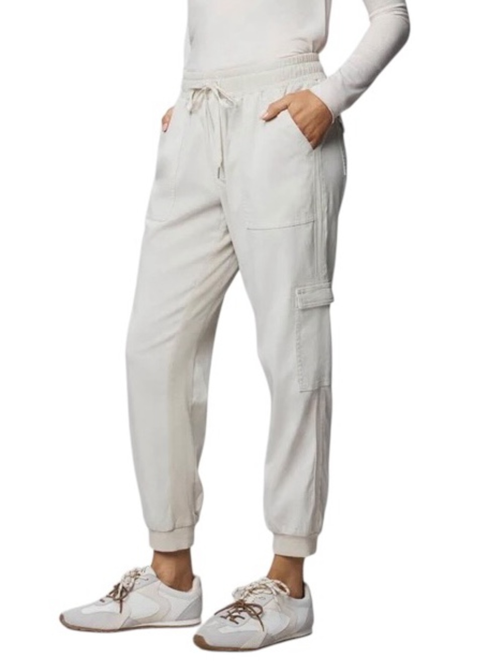 Splendid Jacklyn Cargo Drawstring Joggers Pants in Off White